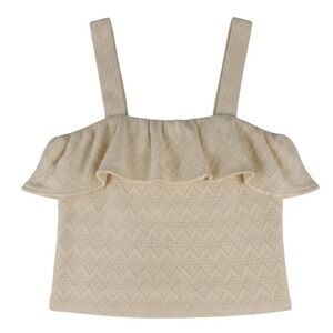 Madewell Crocheted Ruffle Strap Tank Medium Cream Pointelle Cotton Sweater Top